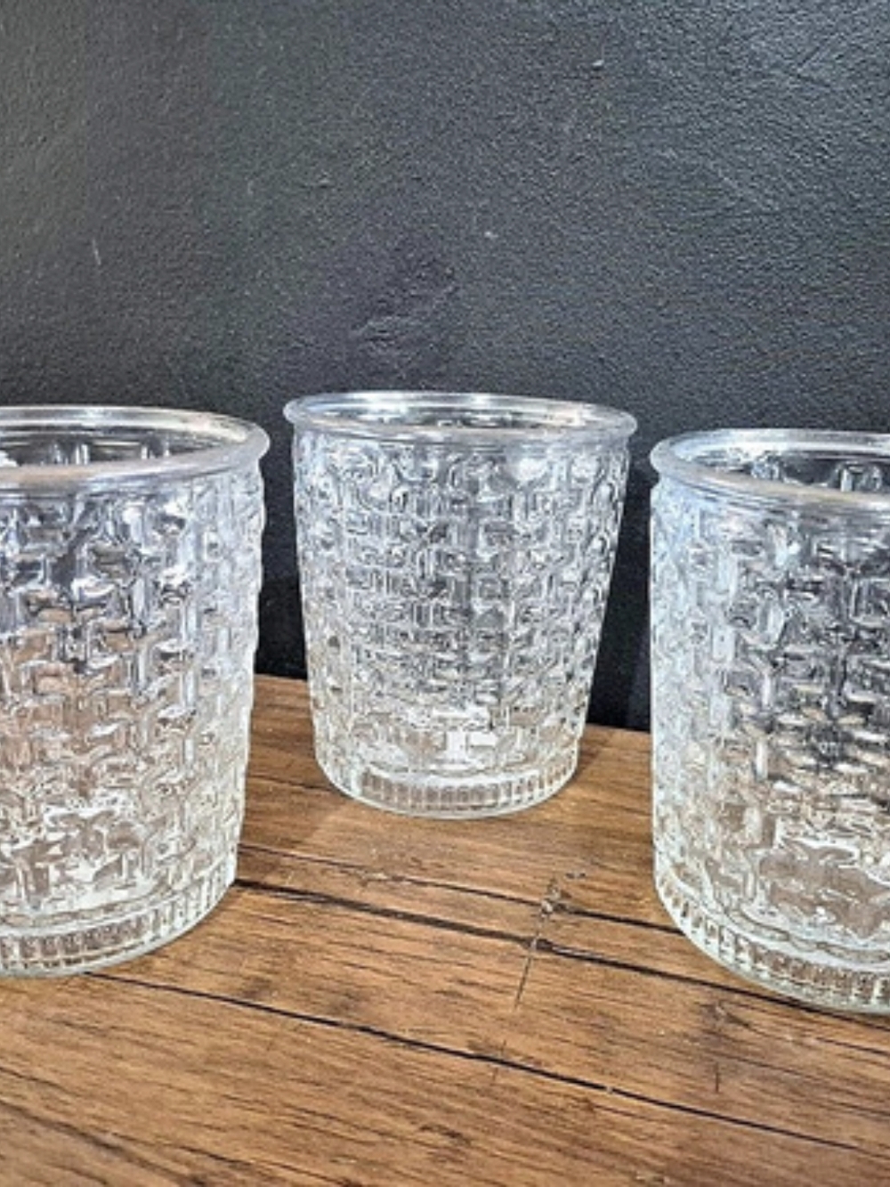 Textured Clear Drinking Glasses Set of 3